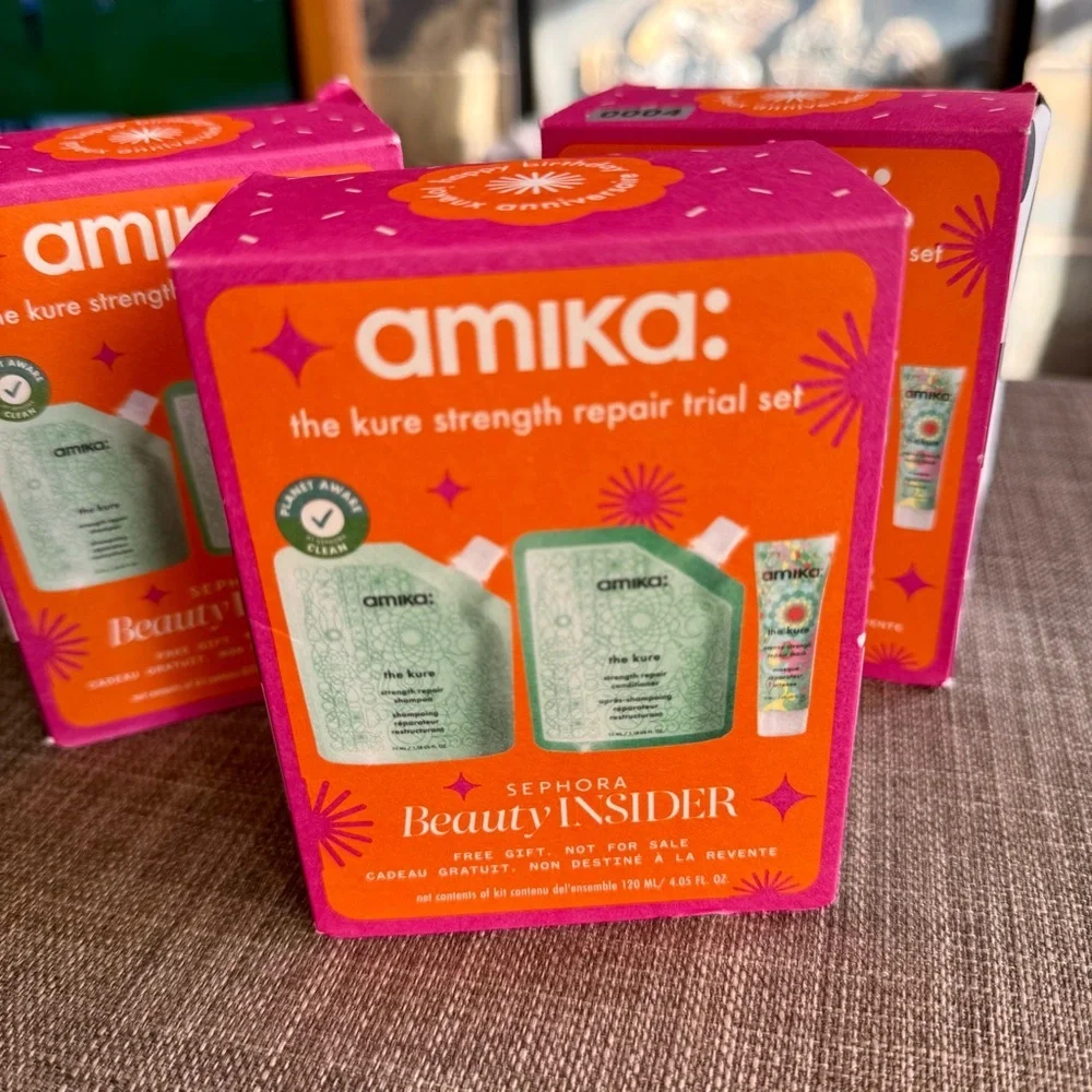 NEW Amika The Kure Strength Repair Set - Shampoo, Conditioner & Hair Repair Mask